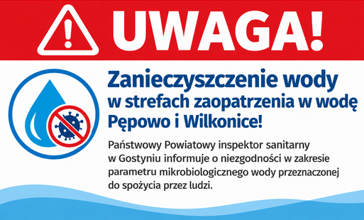 Zdjęcie do UWAGA Pępowo, Wilkonice, Wilkoniczki, Pasierby - woda nadaje się do spożycia wyłącznie po przegotowaniu!