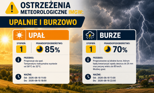Zdjęcie do Ostrzeżenie meteo - upalnie i burzowo