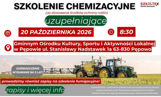 Zdjęcie do Szkloenie dla rolnik&oacute;w w zakresie stosowania środk&oacute;w ochrony roślin 