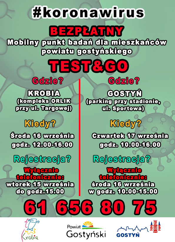 Plakat Mobilny punkt badań dla mieszkańców powiatu gostyńskieg
